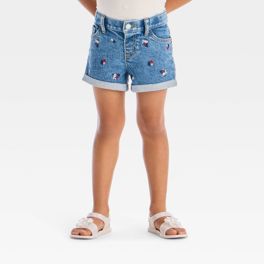 Cat & Jack Girls' Floral Denim Shorts 18M