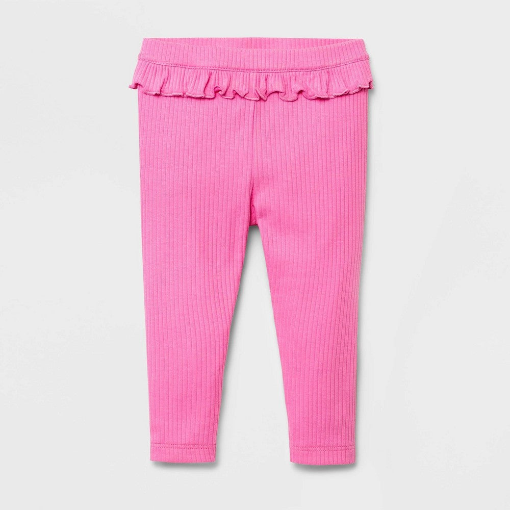 Baby Girls' Rib Ruffle Waist Leggings - Cat & Jack™ Neon