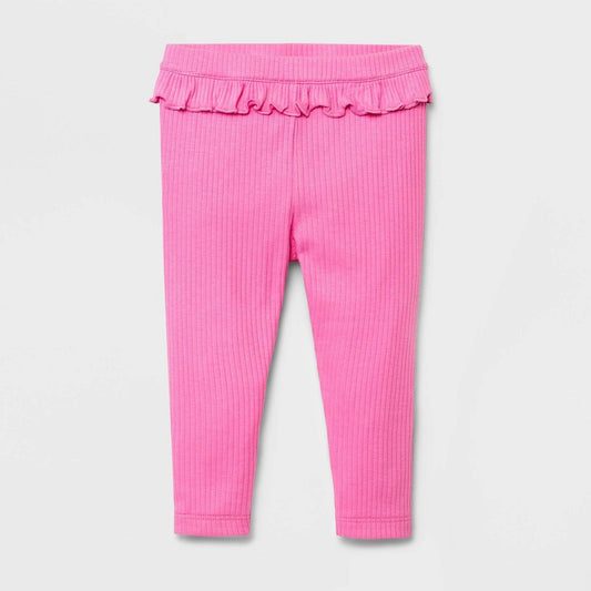 Baby Girls' Rib Ruffle Waist Leggings - Cat & Jack™ Neon