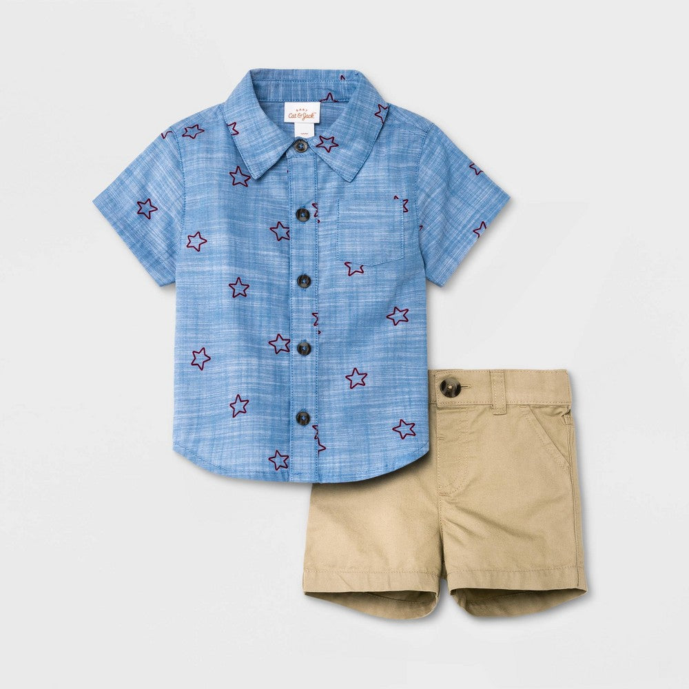 Cat & Jack Baby Boys' 2pc Star Chambray Set, 18M