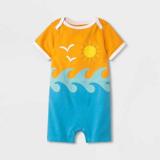 Baby Seascape Applique Romper - Cat & Jack™ Light