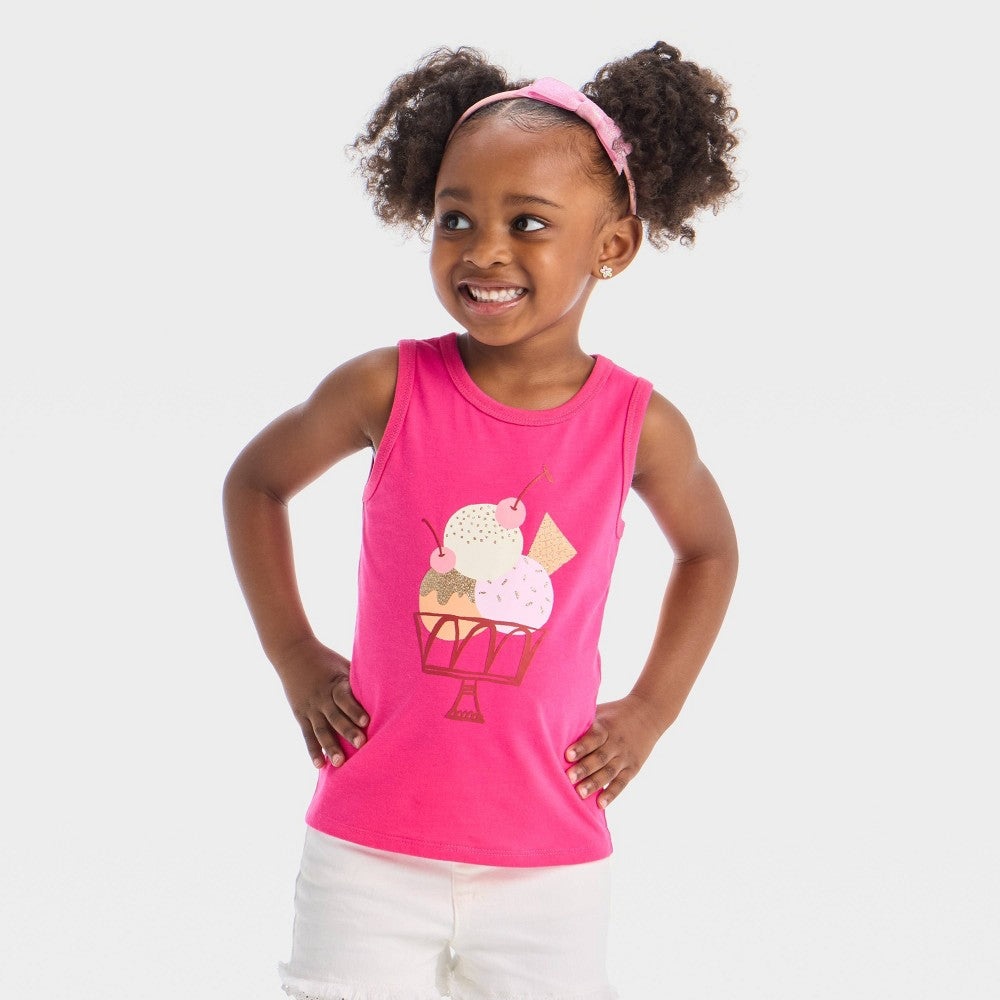 Cat & Jack Girls' Ice Cream Graphic Tank Top 18M