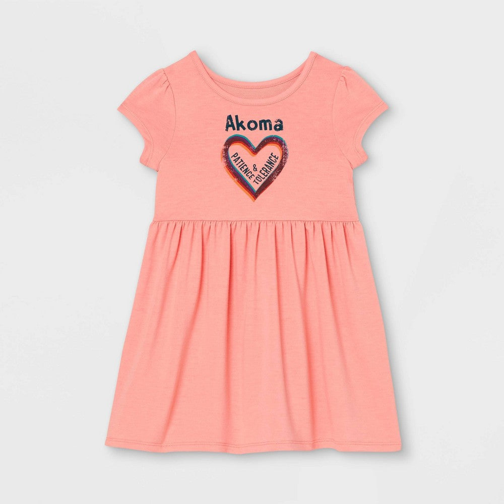 Toddler Girls' Akoma Ruffle Dress 4T - Coral Pink Hearts