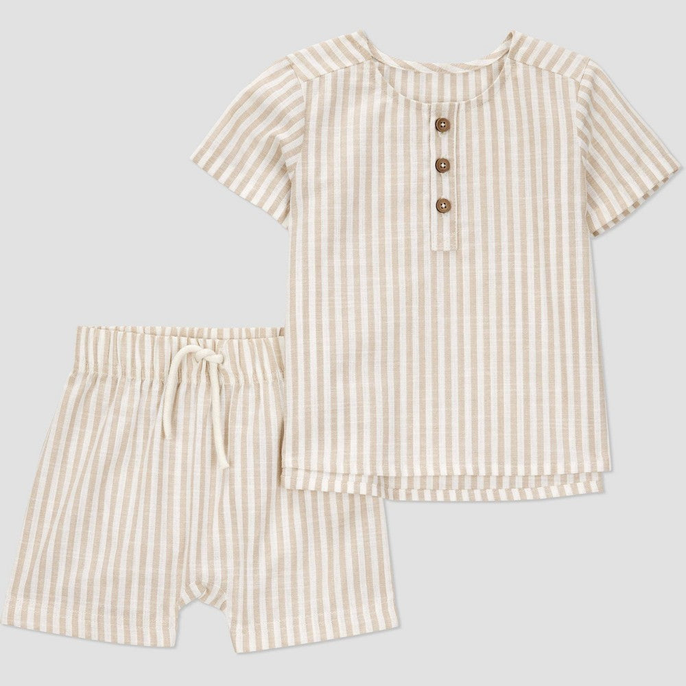 Carter's Boys' Striped Top & Bottom Set 3M Brown