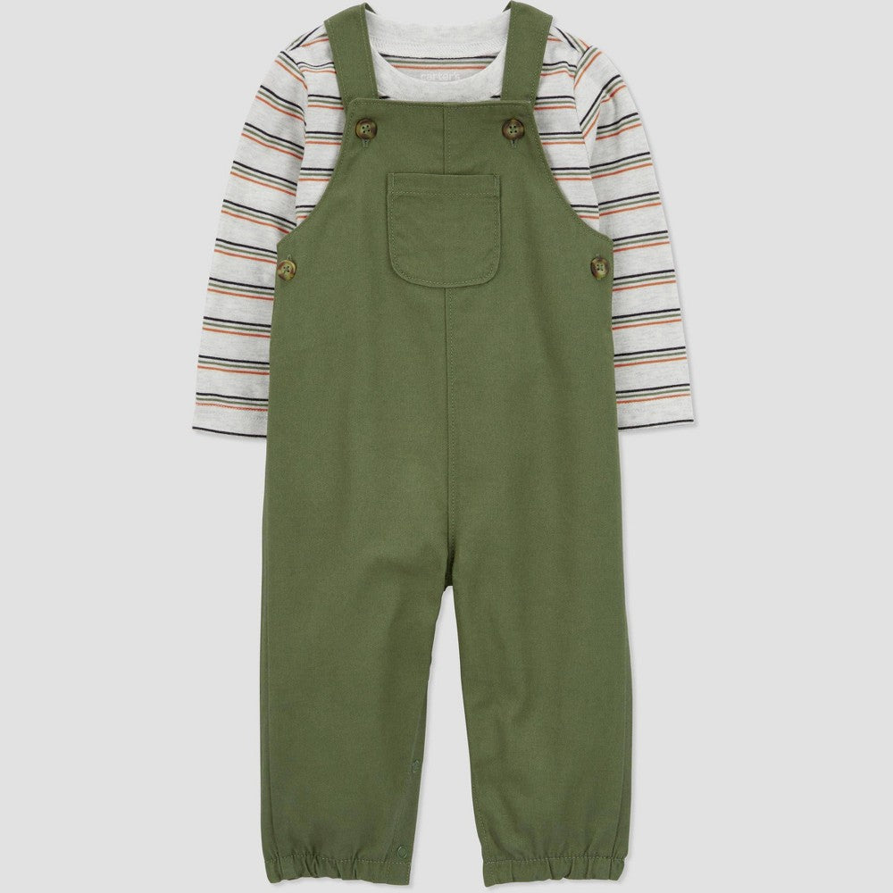 Carter's Baby Boys' Striped Set - Green 3M, Cotton Blend