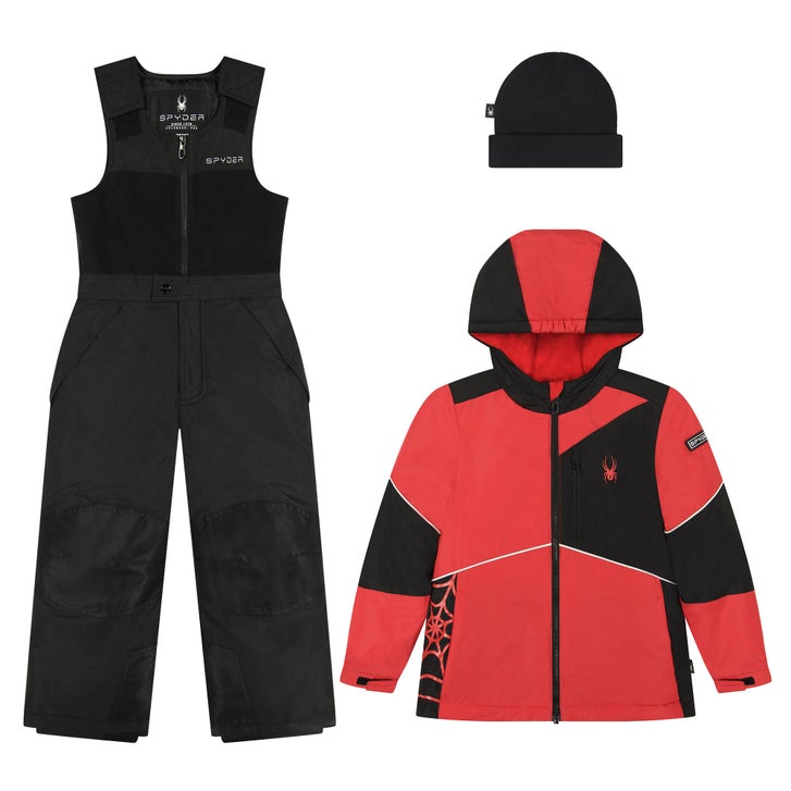 Spyder 2pc snowsuit jacket with matching bib pant and hat boy 6