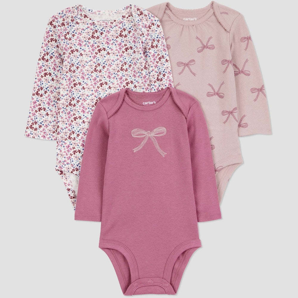 Carter's  Baby Girls' Bows Long Sleeve Bodysuit - Burgundy 6M