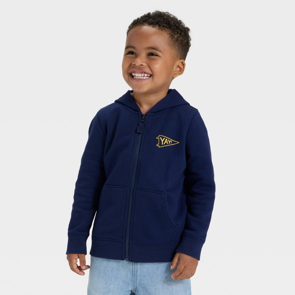 Cat & Jack Toddler Boys' Navy Fleece Zip-up Hoodie 5T