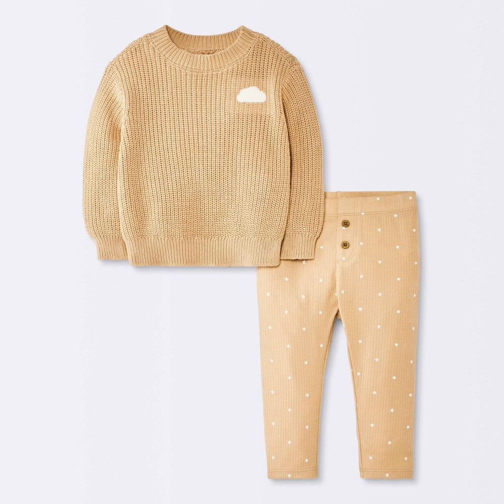 Cloud Island Baby Boys' 2pc Sweater Set Brown 3-6M