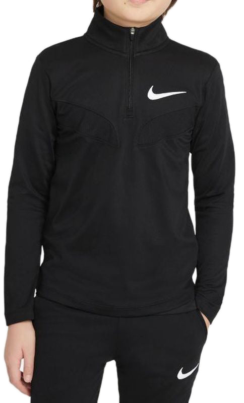 Nike Dri-Fit Poly 1/4 Zip Boys Black Long Sleeve, Size S Boys