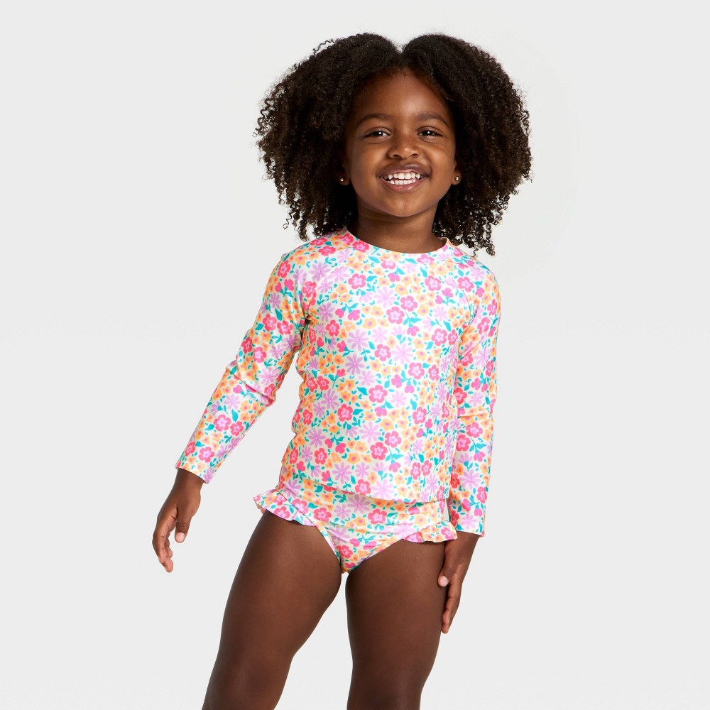Cat & Jack Toddler Girls' Floral Rash Guard Set 2T