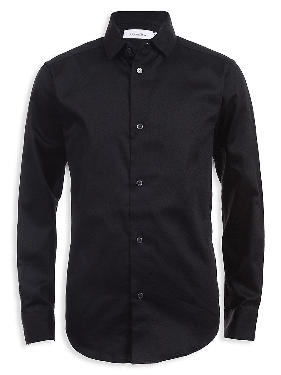 Calvin Klein Husky Size 18 Stretch Poplin Shirt - Black boys