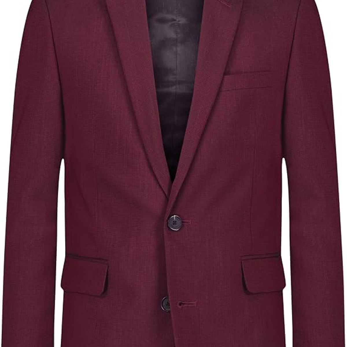 Calvin Klein Boys' Blazer Suit Jacket, 2-Button Single Breasted Closure, Buttoned Cuffs & Front Flap Pockets, Dark Red, 16