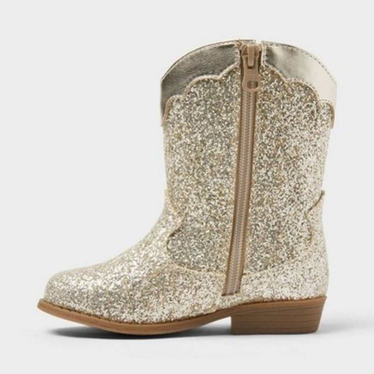 Cat & Jack Dallas Glitter Western Boots Gold 5T - Girls