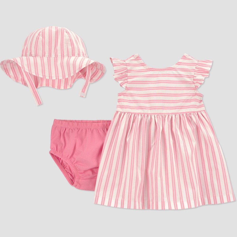Carter's  Baby Girls' Striped Dress & Hat Set 12M