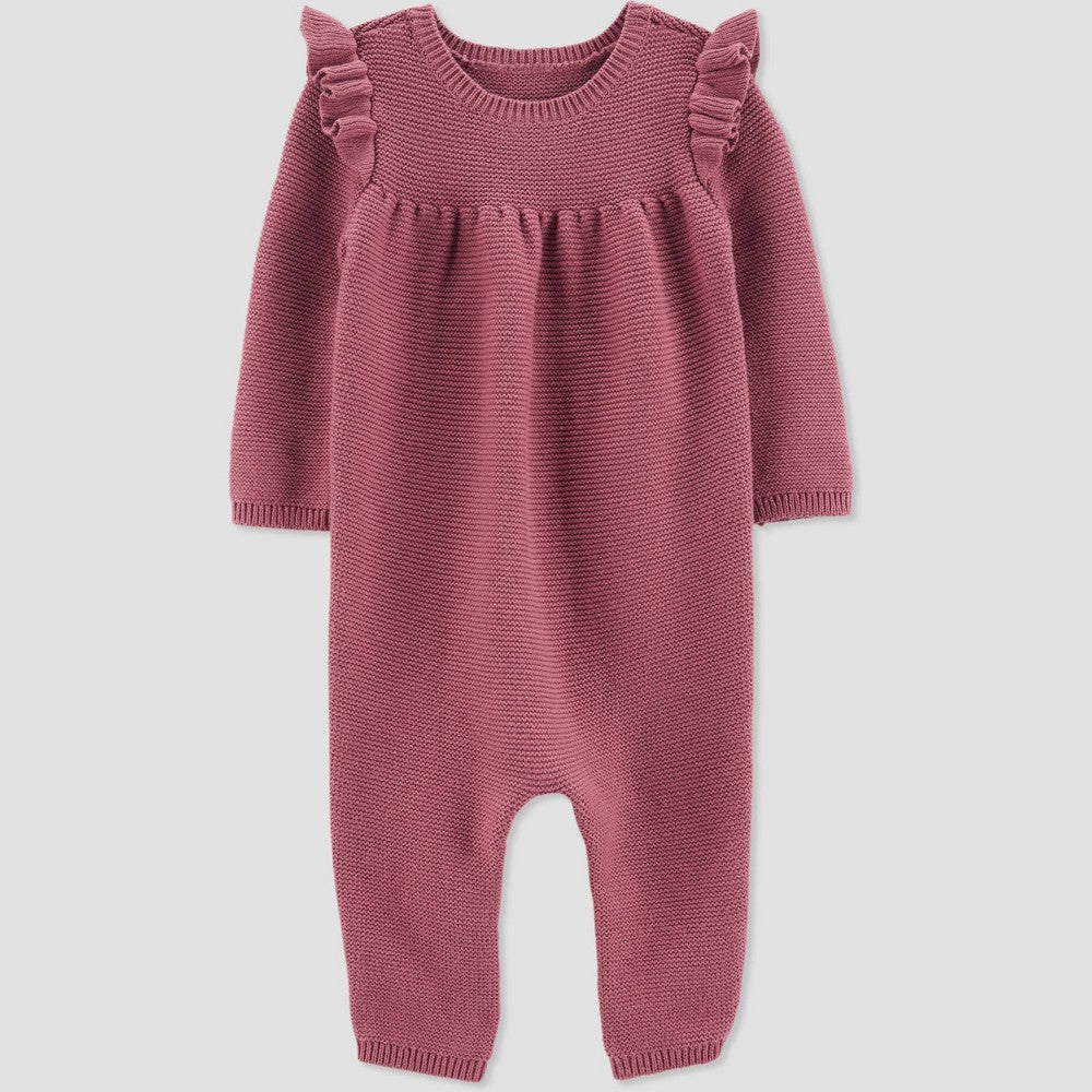 Baby Girls' Ruffle Jumpsuit - Maroon 3M
