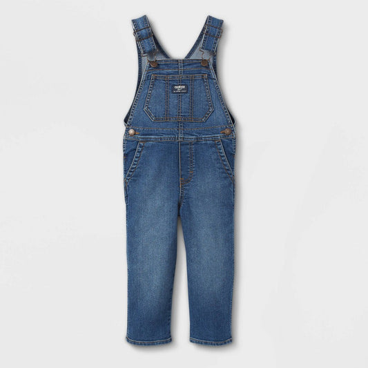 OshKosh B'gosh Toddler Boys' Solid Denim Overalls - Blue 4T: Adjustable Straps, Front & Back Pockets