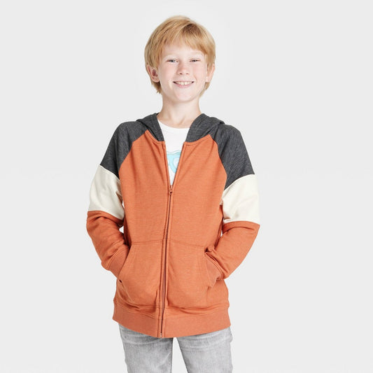 Cat & Jack Boys' Tri-Colorblock Zip-Up Hoodie XS