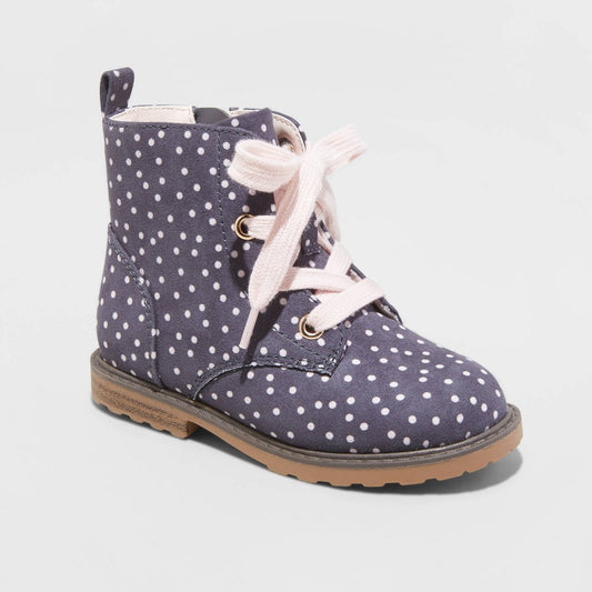 Toddler Girls' Giovanna Lace-up Zipper Combat Boots - Rugged Ankle Fashion Boot