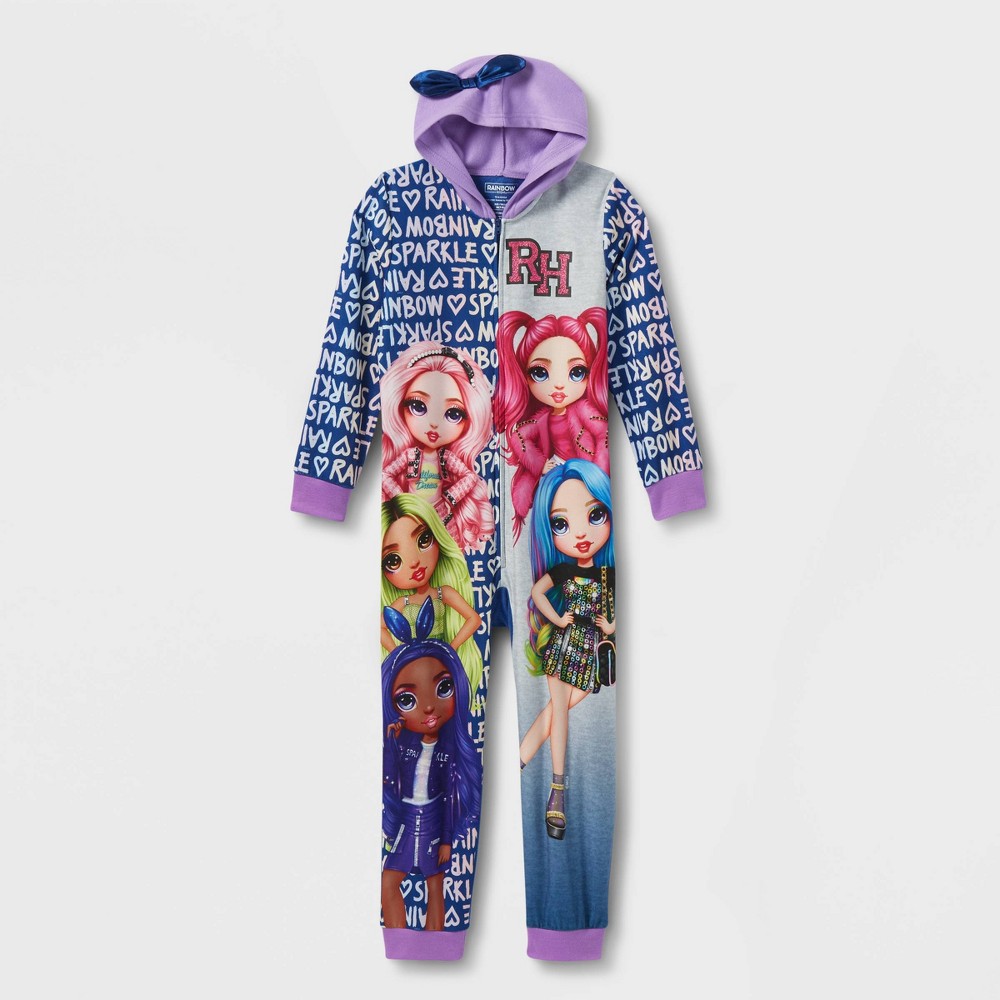 Rainbow High Girls Hooded Union Suit with Bow Pajama  Sizes 4-12