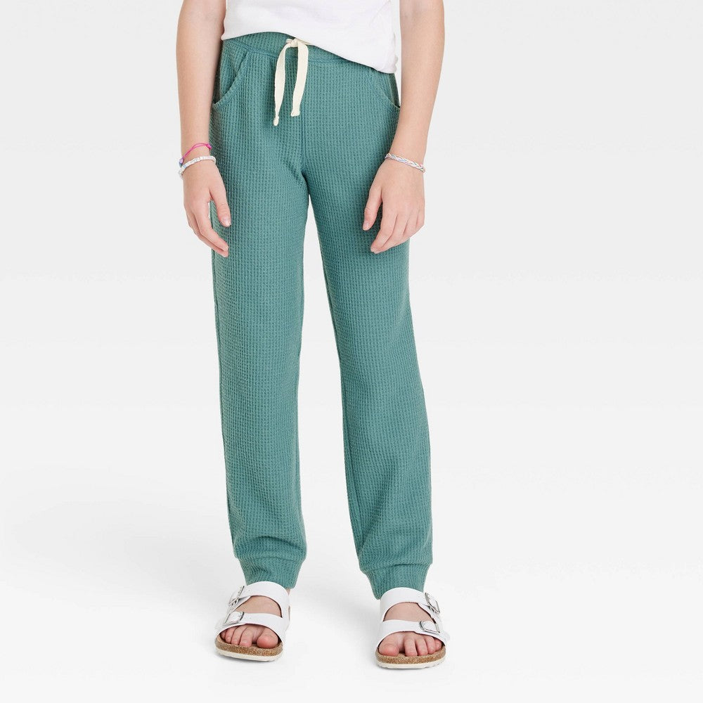 Cat & Jack Girls' Cozy Waffle Jogger Pants, Size M