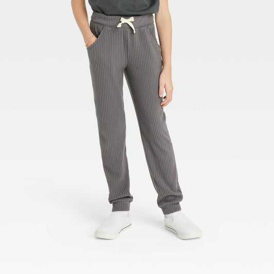 Cat & Jack Girls Rib Jogger Pants Grey, Size M