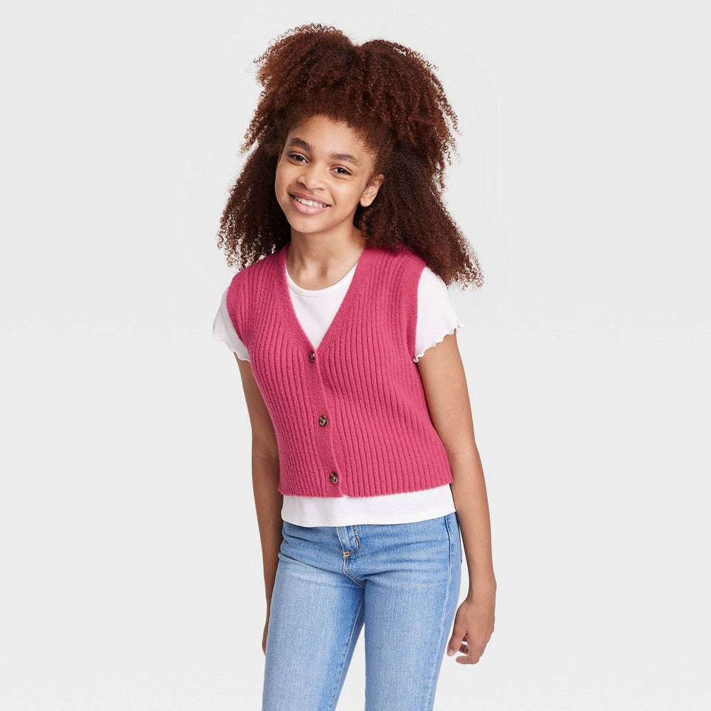 Girs' Boxy Cropped Sweater Vest - Art Cass™