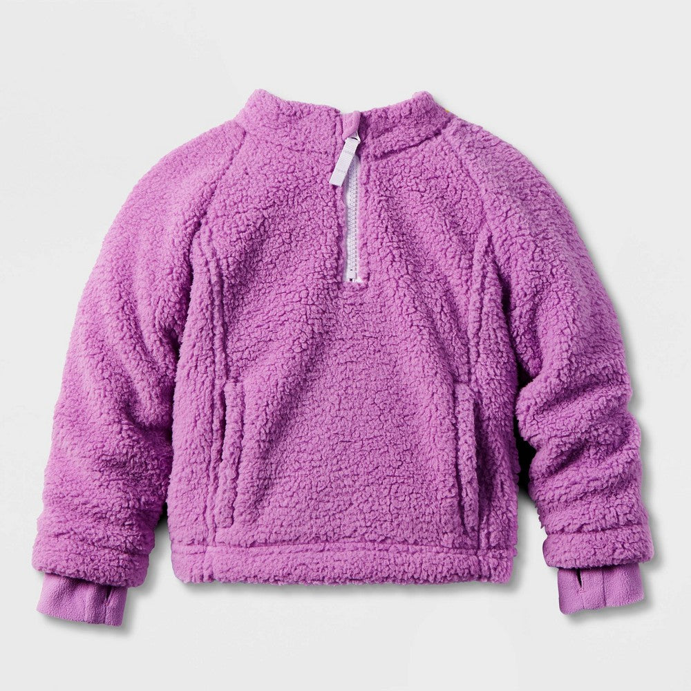 Toddler Adaptive Mock Neck Long Sleeve Fleece Jacket - Cat & Jack™ Purple 4T