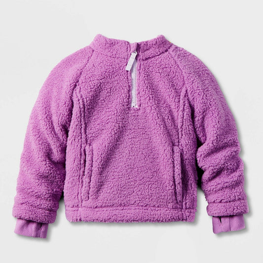 Toddler Adaptive Mock Neck Long Sleeve Fleece Jacket - Cat & Jack™ Purple 4T