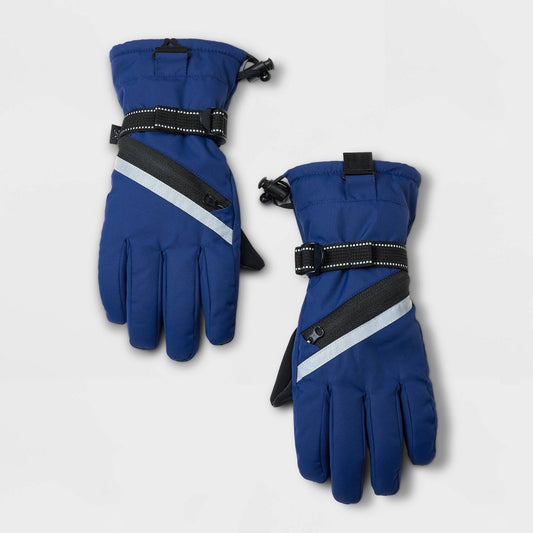 Kids' Zipper Ski Gloves - All in Motion™ Navy Blue
