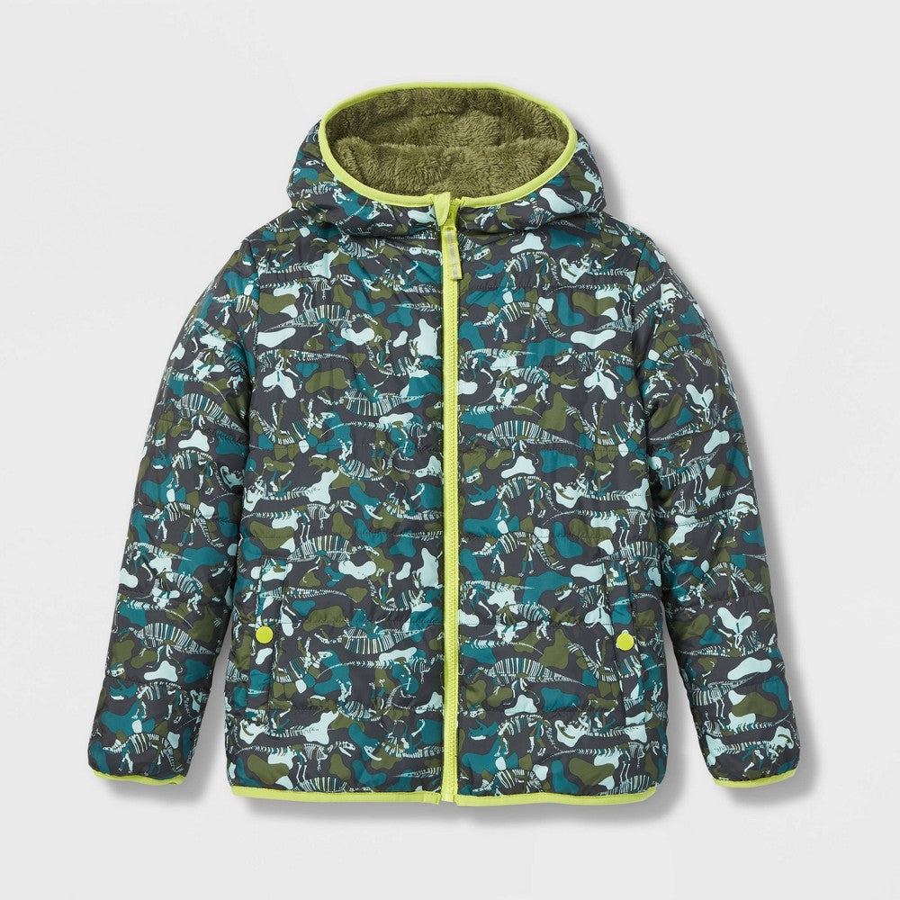 Boys' Reversibe Puffer Jacket - Cat & Jack™ Oive Green