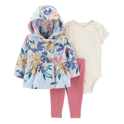 CARTERS Floral Zip-Up Hoodie Set, Light Blue & Yellow, 6M girl