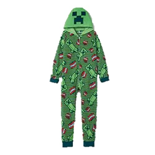 Boys Minecraft Union Suit Blanket Sleeper Pajamas TNT (X-Small) Green