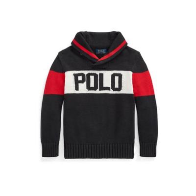 Polo Ralph Lauren Little Boy's Shawl Collar Logo Intarsia Sweater - Polo Black - Size 4