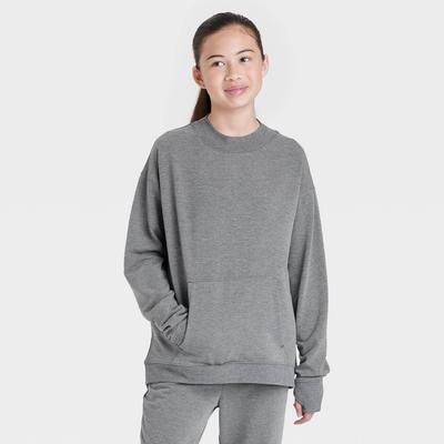 All In Motion Girls' Cozy Fleece Sweatshirt Heathered Black XS