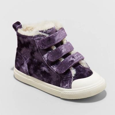 Toddler Girls Velvet Booties - Cat & Jack Soft Sole Dress Shoes for Toddlers