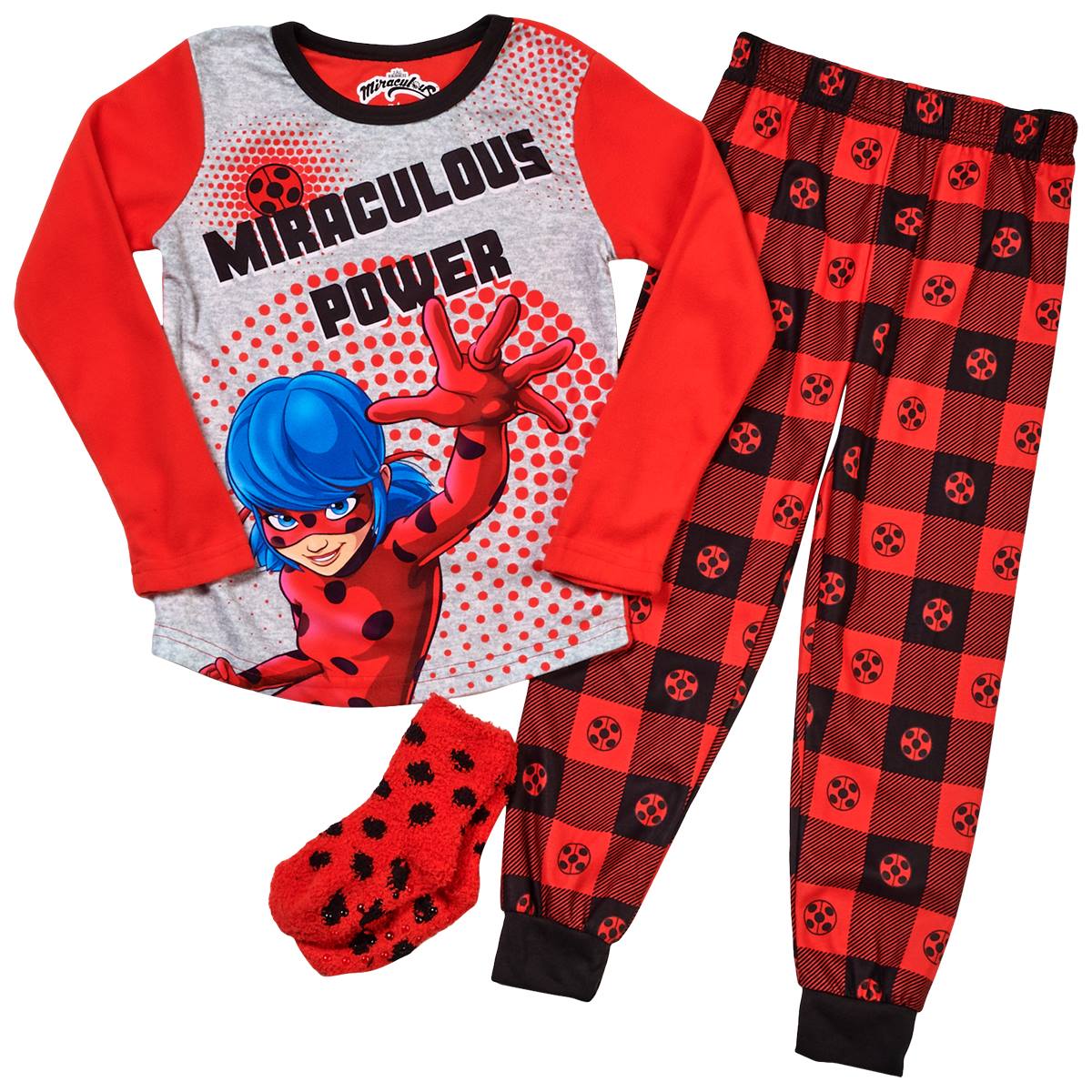 Girls 2pc Miraculous Joggers Pajama Set Size M with Socks girl