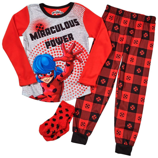 Girls 2pc Miraculous Joggers Pajama Set Size M with Socks girl
