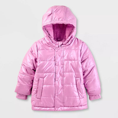 Toddler Girls' Value Hooded Puffer Jacket - Cat & Jack Mauve 3T