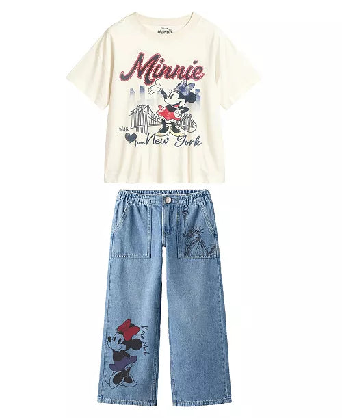 Disney Toddler Girls 2-Piece Minnie I Love New York T-Shirt and Denim Pants Set 4T