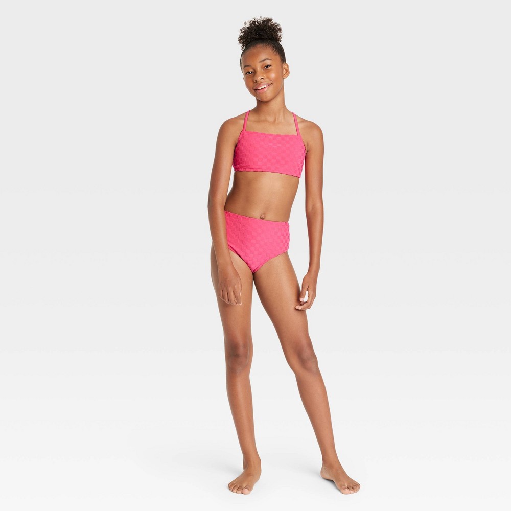 Girls' 2pc Terry Darling Bikini Set - Art Class Pink L