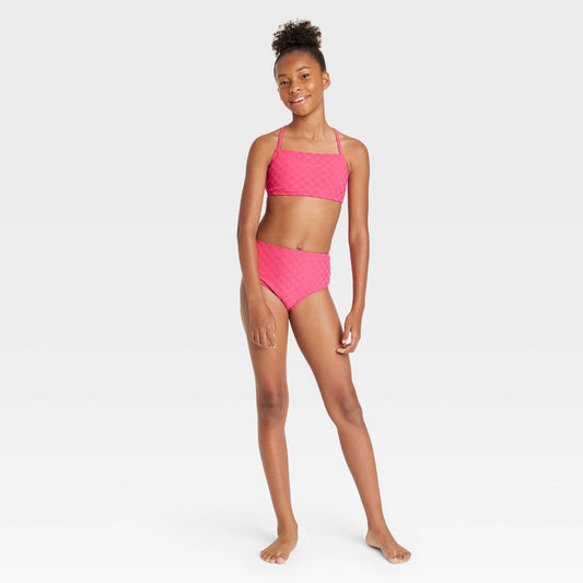 Girls' 2pc Terry Darling Bikini Set - Art Class Pink L