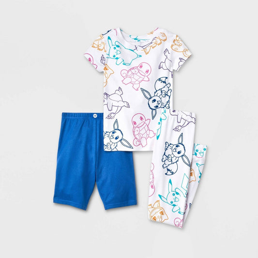 Girls' Pokémon 3pc Pajama Set - White 6