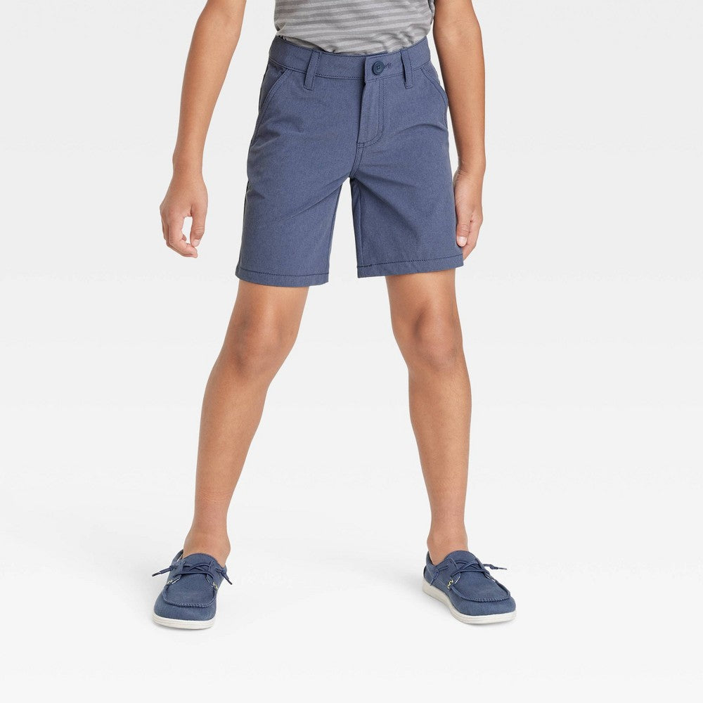 Boys' Quick Dry Flat Front 'at the Knee' Chino Shorts - Cat & Jack™ Blue 16 Husky