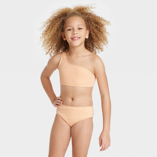 Art Class Peach Orange Bikini Set, Size M Girl