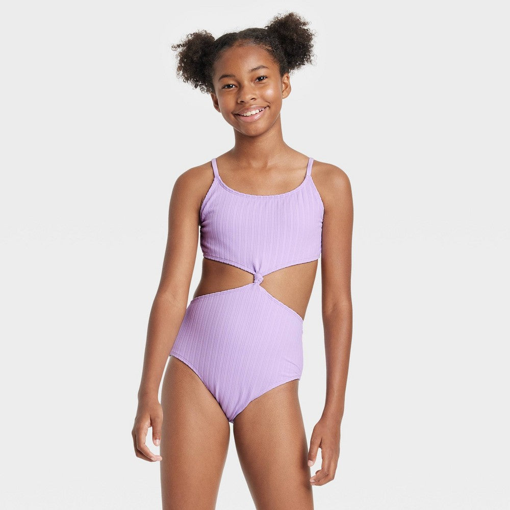Art Class girl Solid One Piece Swimsuit Purple S