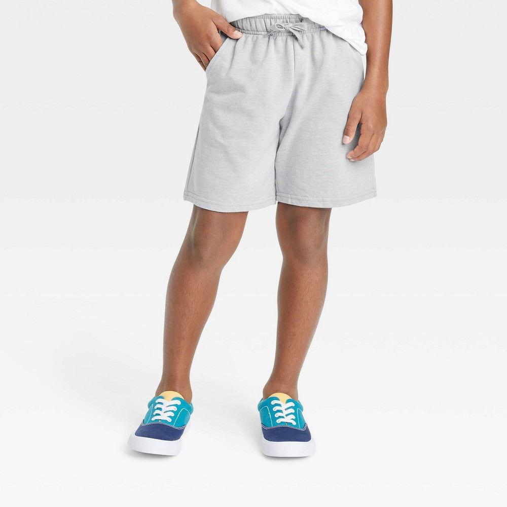 Boys' Pull-on 'at the Knee' Knit Shorts - Cat & Jack™ Light Gray M: French Terry, Front Pocket