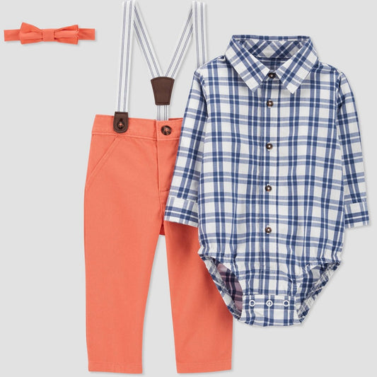 Carter's Just One You Toddler Boys' Gingham Top & Bottom Set - Coral 2T