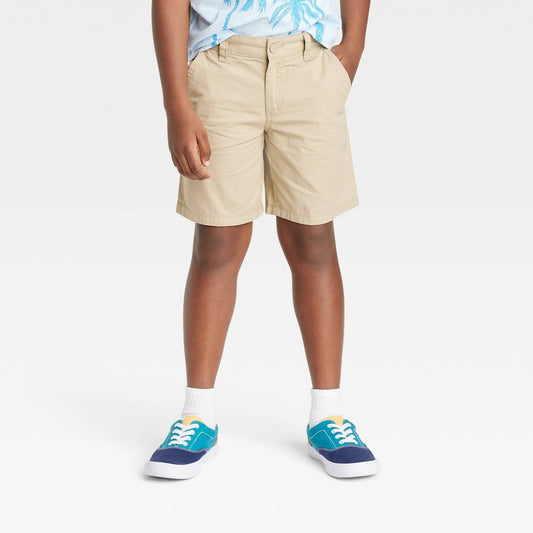 Boys' Flat Front 'at the Knee' Woven Shorts - Cat & Jack™ Light Khaki L