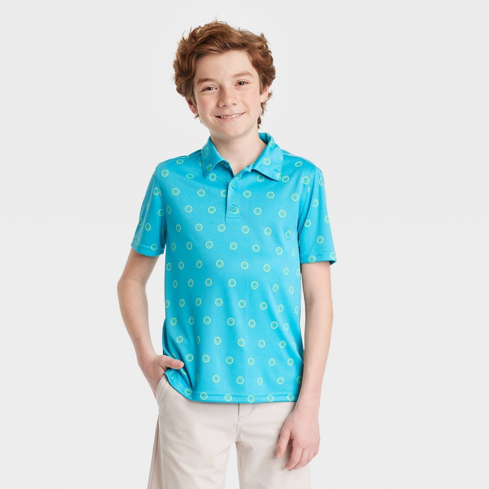 All In Motion Boys' Blue Golf Polo Shirt, Size L